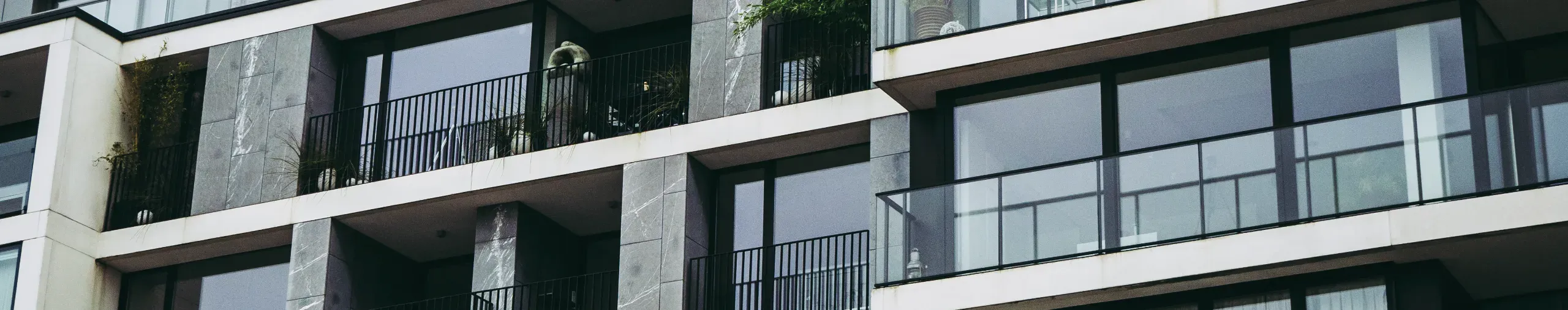 Low angle view of modern building against a clear sky