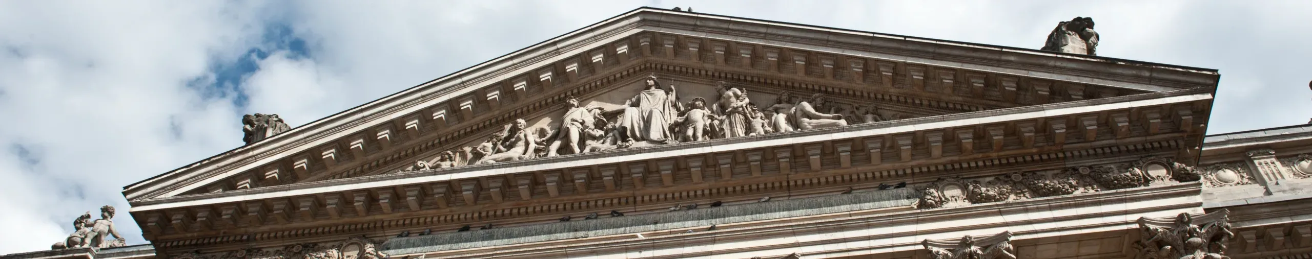 The front of a stock exchange building The front of a stock exchange building